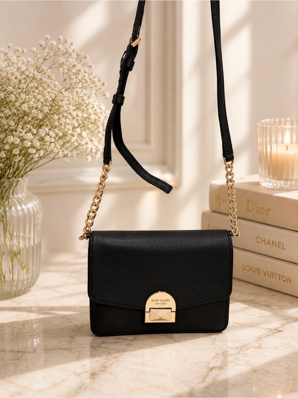 Kate Spade Neve Convertible Flap Crossbody Bag Purse Black Crossbody EUC